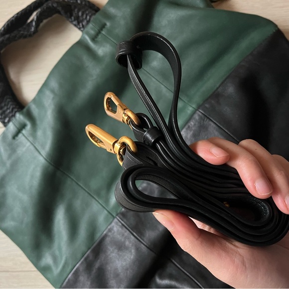 Two tone 100% leather bag green/black - crossbody bag - Picture 5 of 8